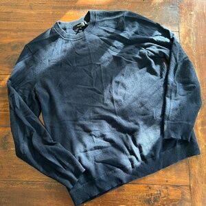 Men's THEORY Haider Dark Blue 100% Cashmere Crewneck Sweater L